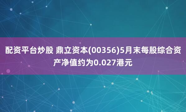 配资平台炒股 鼎立资本(00356)5月末每股综合资产净值约为0.027港元